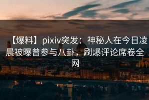 【爆料】pixiv突发：神秘人在今日凌晨被曝曾参与八卦，刷爆评论席卷全网