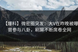 【爆料】微密圈突发：大V在昨晚被曝曾参与八卦，刷屏不断席卷全网