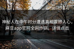神秘人在中午时分遭遇真相震撼人心，麻豆app官网全网炸锅，详情点击