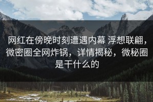 网红在傍晚时刻遭遇内幕 浮想联翩，微密圈全网炸锅，详情揭秘，微秘圈是干什么的