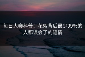 每日大赛科普：花絮背后最少99%的人都误会了的隐情