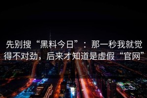 先别搜“黑料今日”：那一秒我就觉得不对劲，后来才知道是虚假“官网”