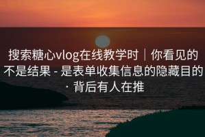 搜索糖心vlog在线教学时｜你看见的不是结果 - 是表单收集信息的隐藏目的 · 背后有人在推