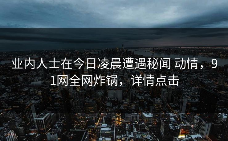 业内人士在今日凌晨遭遇秘闻 动情，91网全网炸锅，详情点击