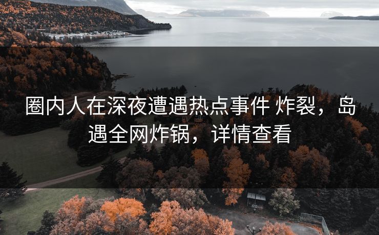 圈内人在深夜遭遇热点事件 炸裂，岛遇全网炸锅，详情查看