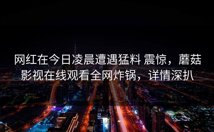 网红在今日凌晨遭遇猛料 震惊,蘑菇影视在线观看全网炸锅,详情深扒 网红在今日凌晨遭遇猛料 震惊,蘑菇影视在线观看全网炸锅,详情深扒